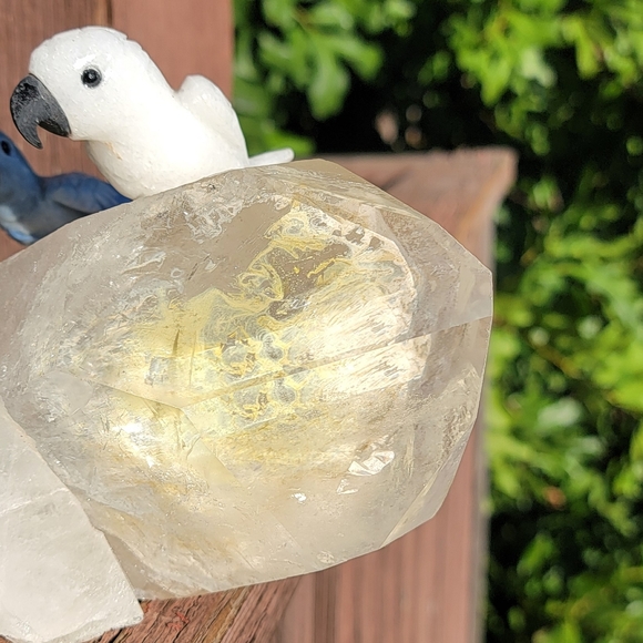 NEW BLUE CACITE AND QUARTZ BIRDS ON CLEAR QUARTZ CLUSTER - Picture 6 of 7